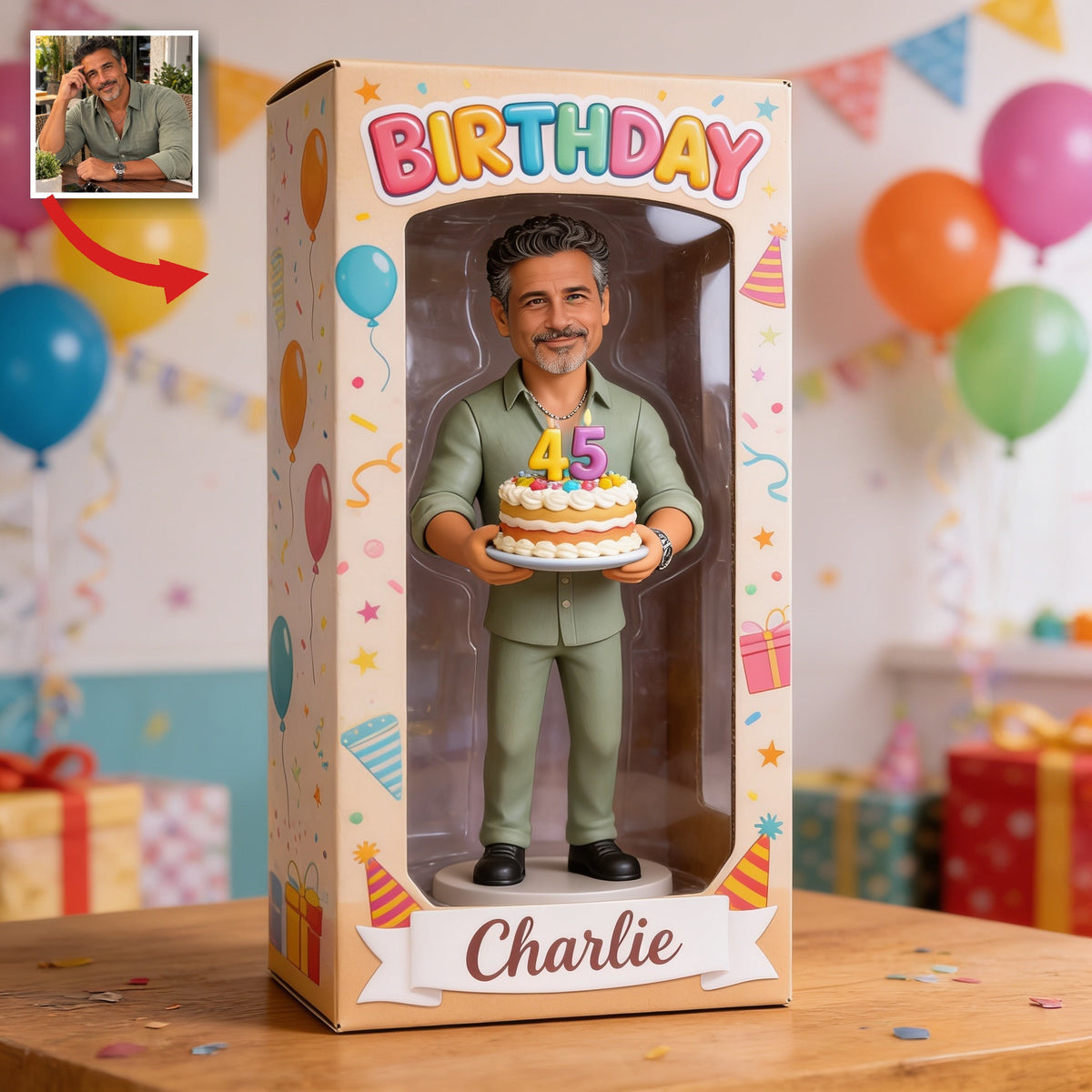 Personalized 45th Birthday Middle-Aged Latino Man Acrylic Display Box Gift