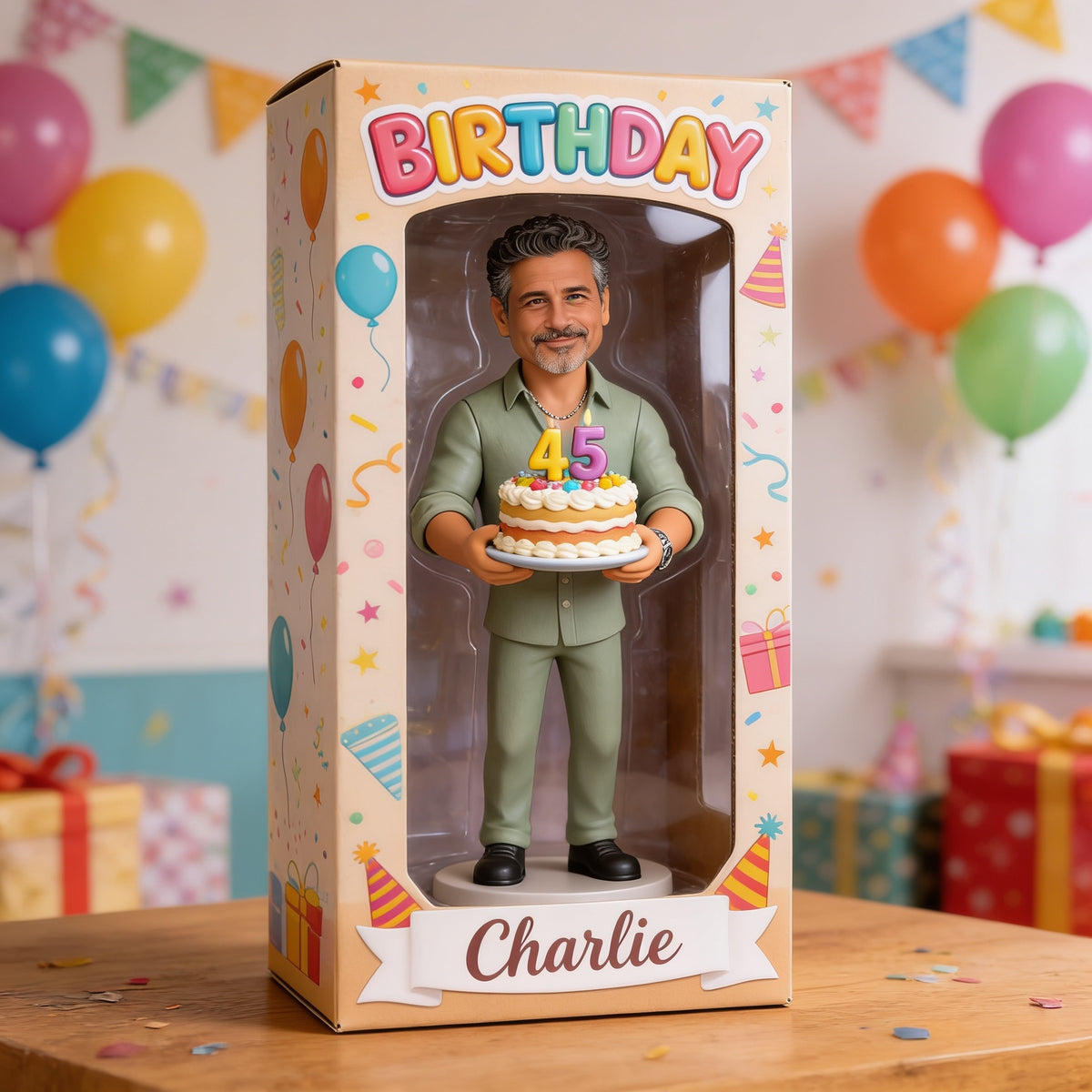 Personalized 45th Birthday Middle-Aged Latino Man Acrylic Display Box Gift