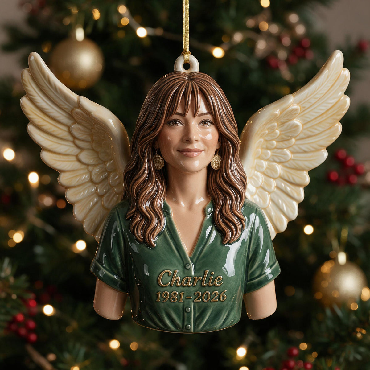 Personalisierte Weihnachts-Mittelalter Latina Frau Memorial 3D Ornament Andenken