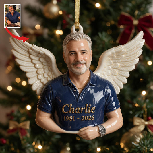 Personalized Christmas Memorial Middle-Aged Man 3D Ornament, Dad Husband Remembrance Keepsake