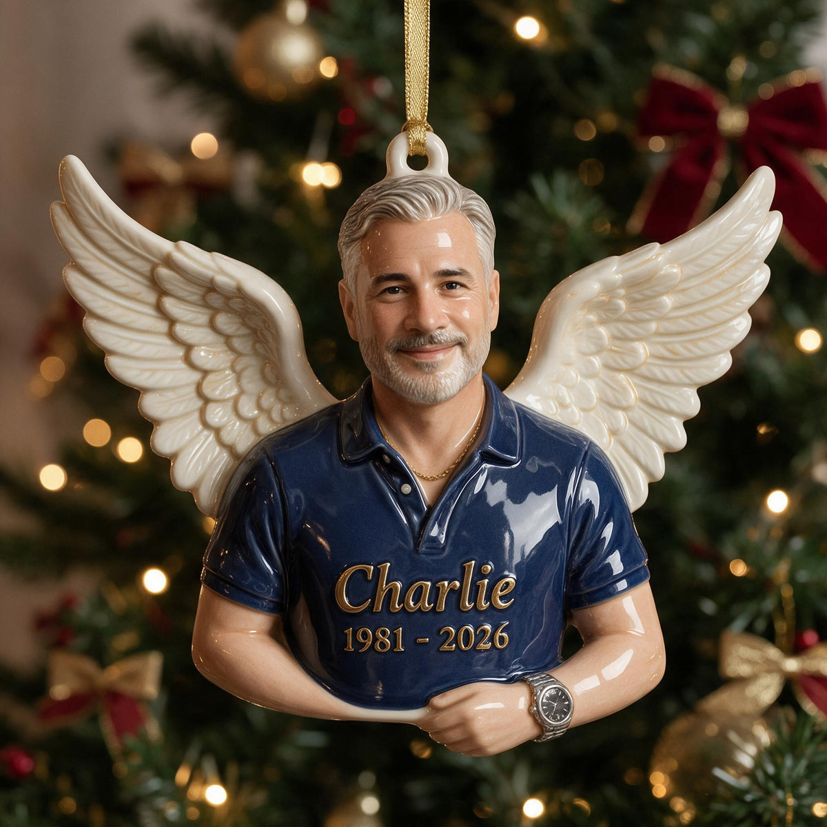 Personalisierte Weihnachtsgedächtnis 3D Ornament für Männer, Erinnerungsstück für Papa und Ehemann