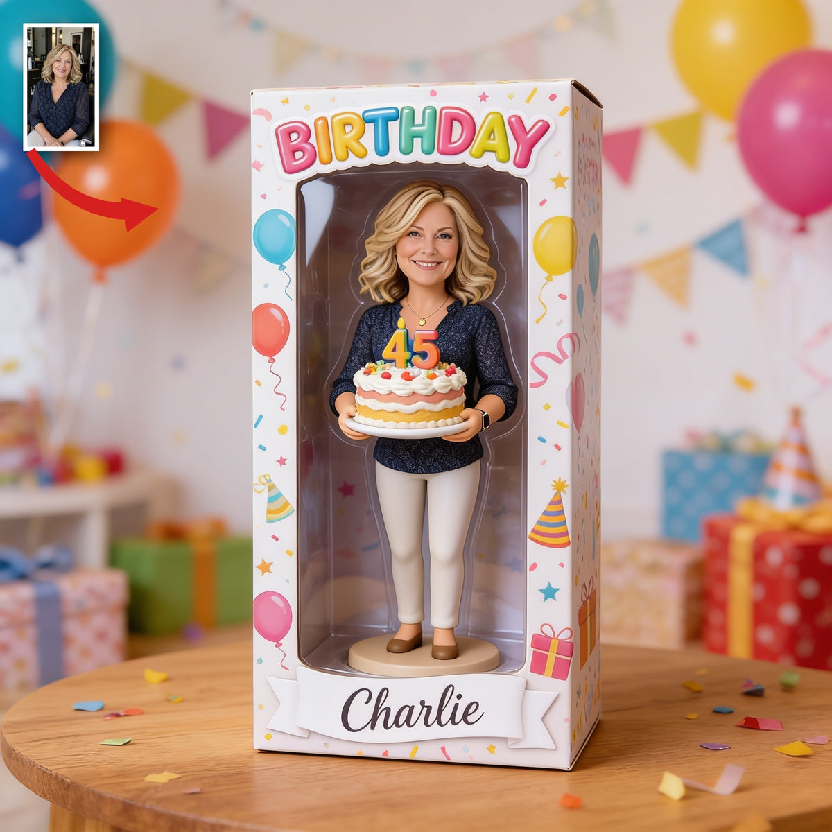 Personalized 45th Birthday Middle-Aged Woman Acrylic Display Box Gift