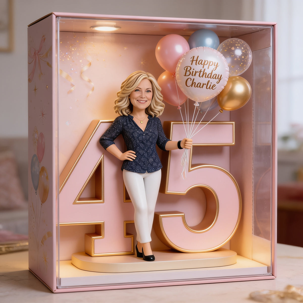 Personalized 45th Birthday Middle-Aged Woman Acrylic Display Box
