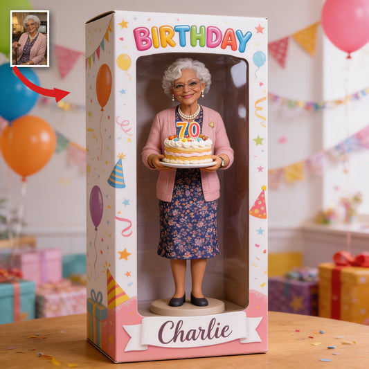 Personalisierte 70. Geburtstags-Acryl-Displaybox für ältere schwarze Frauen - Geschenk für Oma