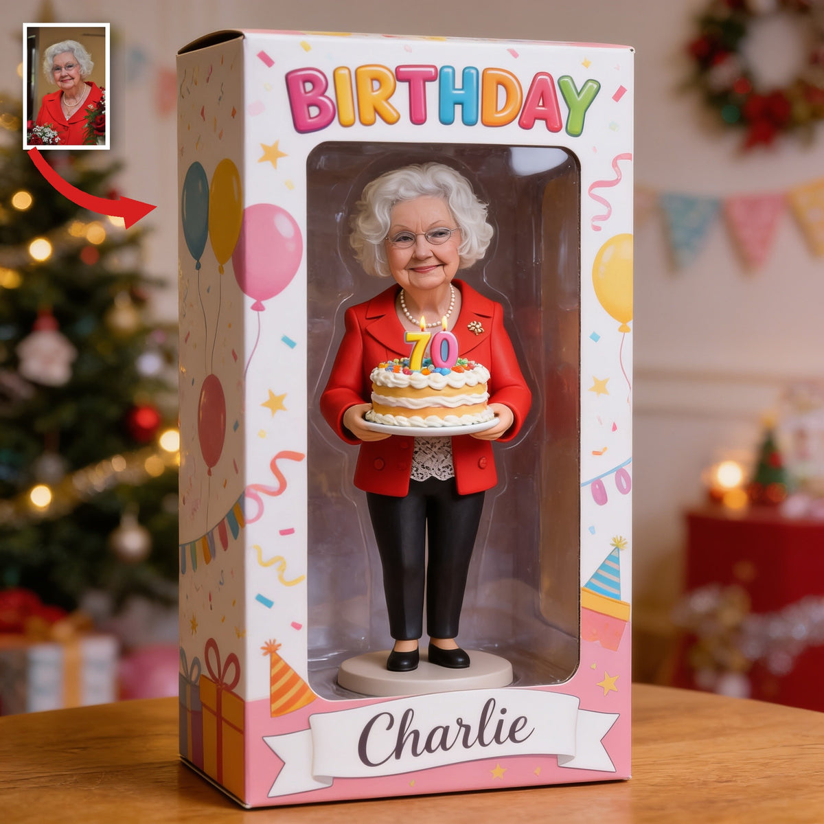 Personalized 70th Birthday Older Woman Acrylic Display Box Grandma Gift