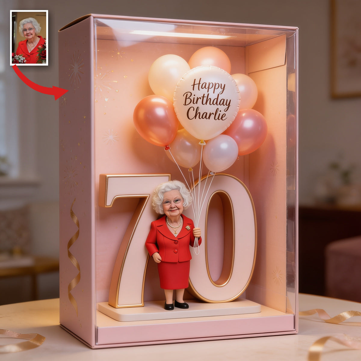 Personalized 70th Birthday Older Woman Acrylic Display Box Gift