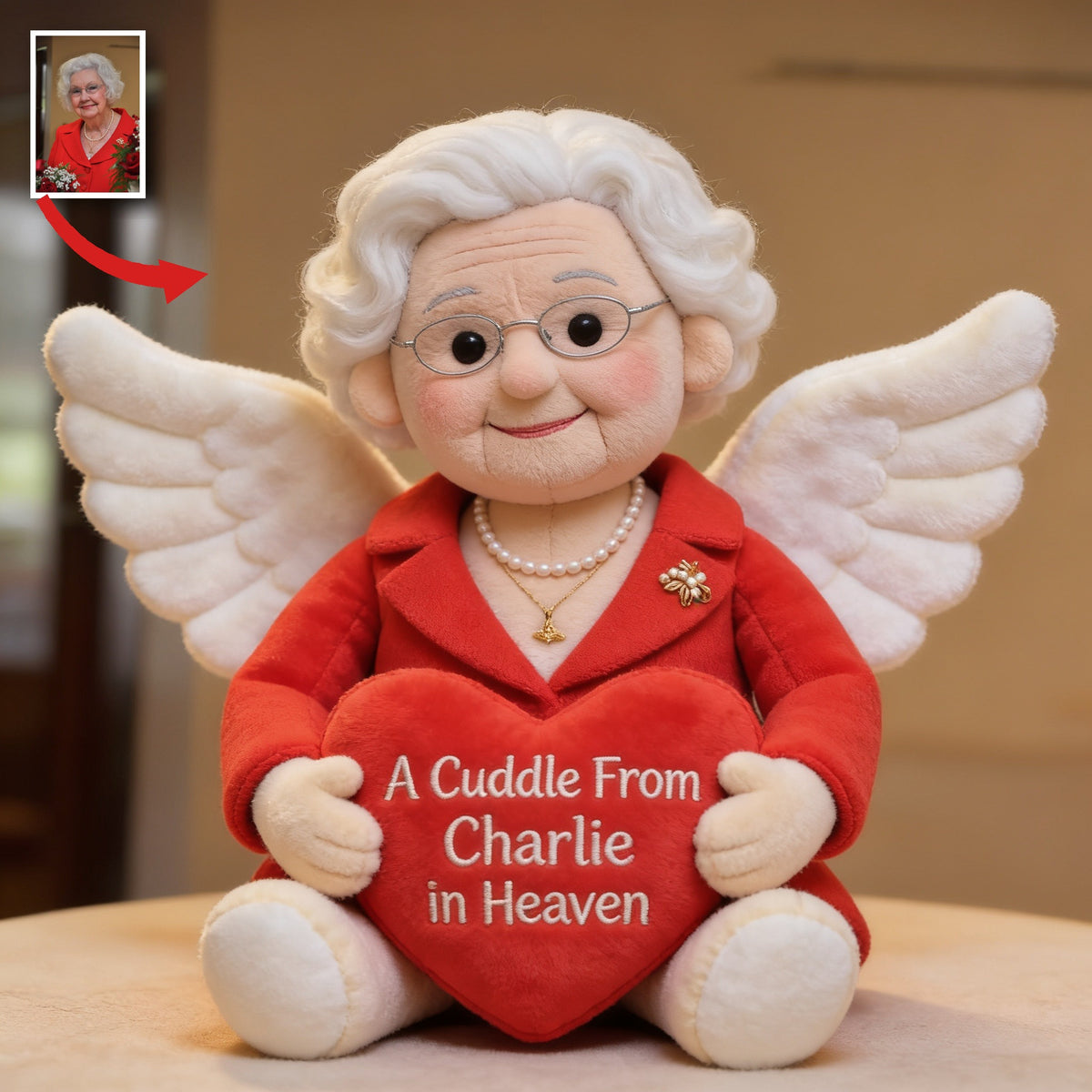 Personalized Older Woman Grandma Memorial Shaped Pillow Sympathy Gift