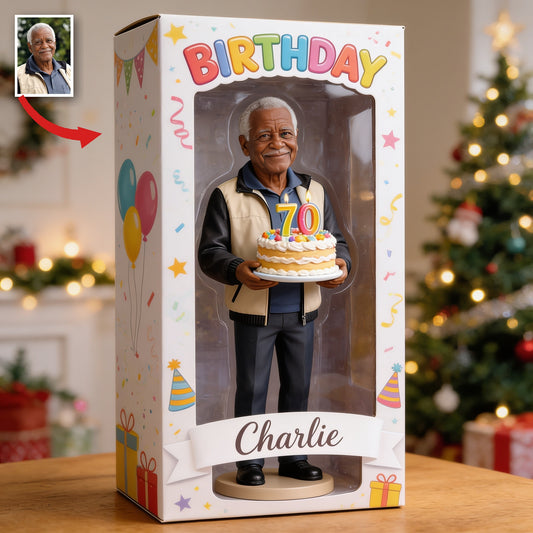 Personalisierte 70. Geburtstags-Acryl-Displaybox für ältere schwarze Männer, Geschenk für Papa und Opa