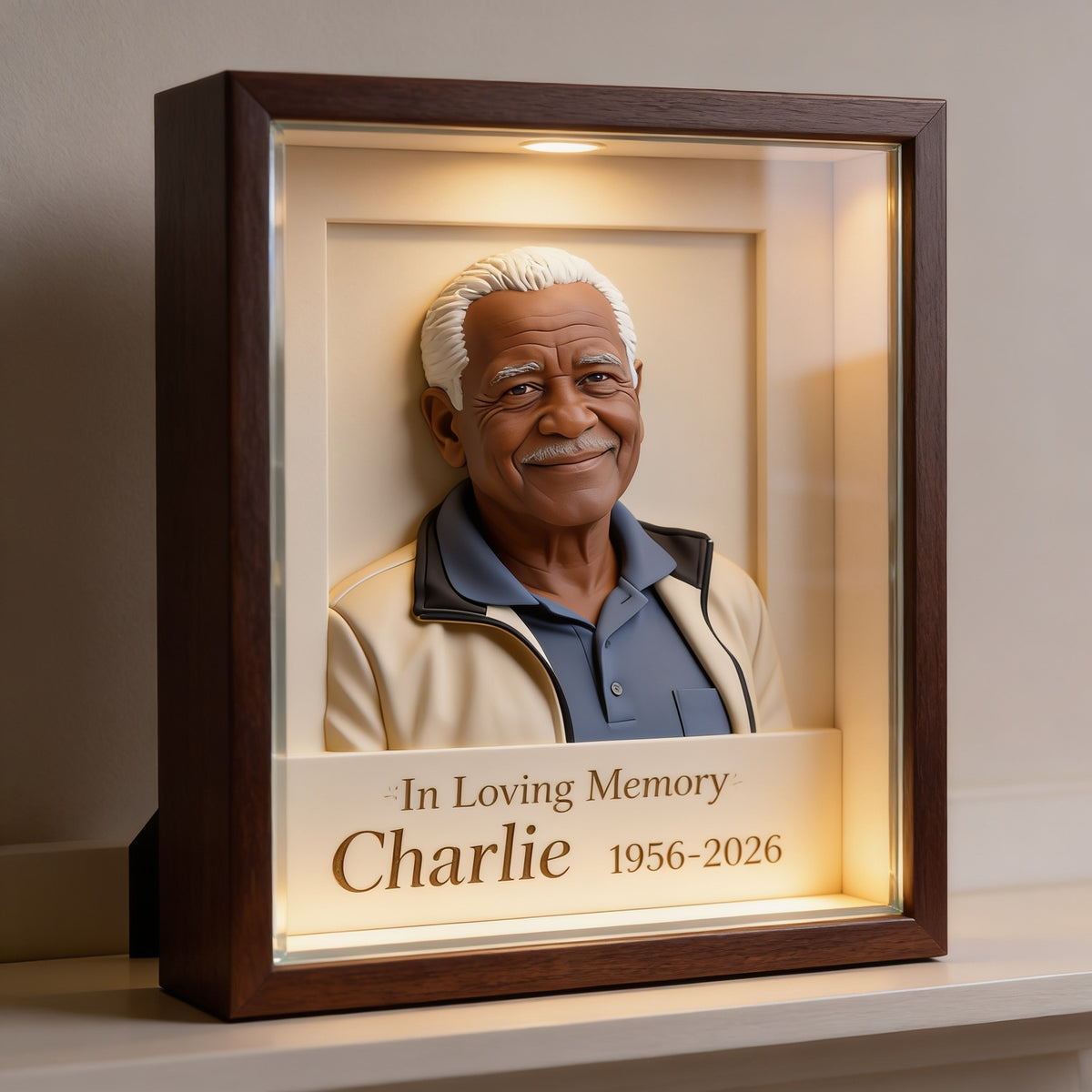 Personalized In Loving Memory Older Black Man Grandfather Acrylic Memorial Plaque