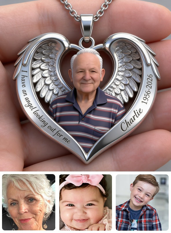 Personalized Older Man Grandpa Memorial Pendant Necklace