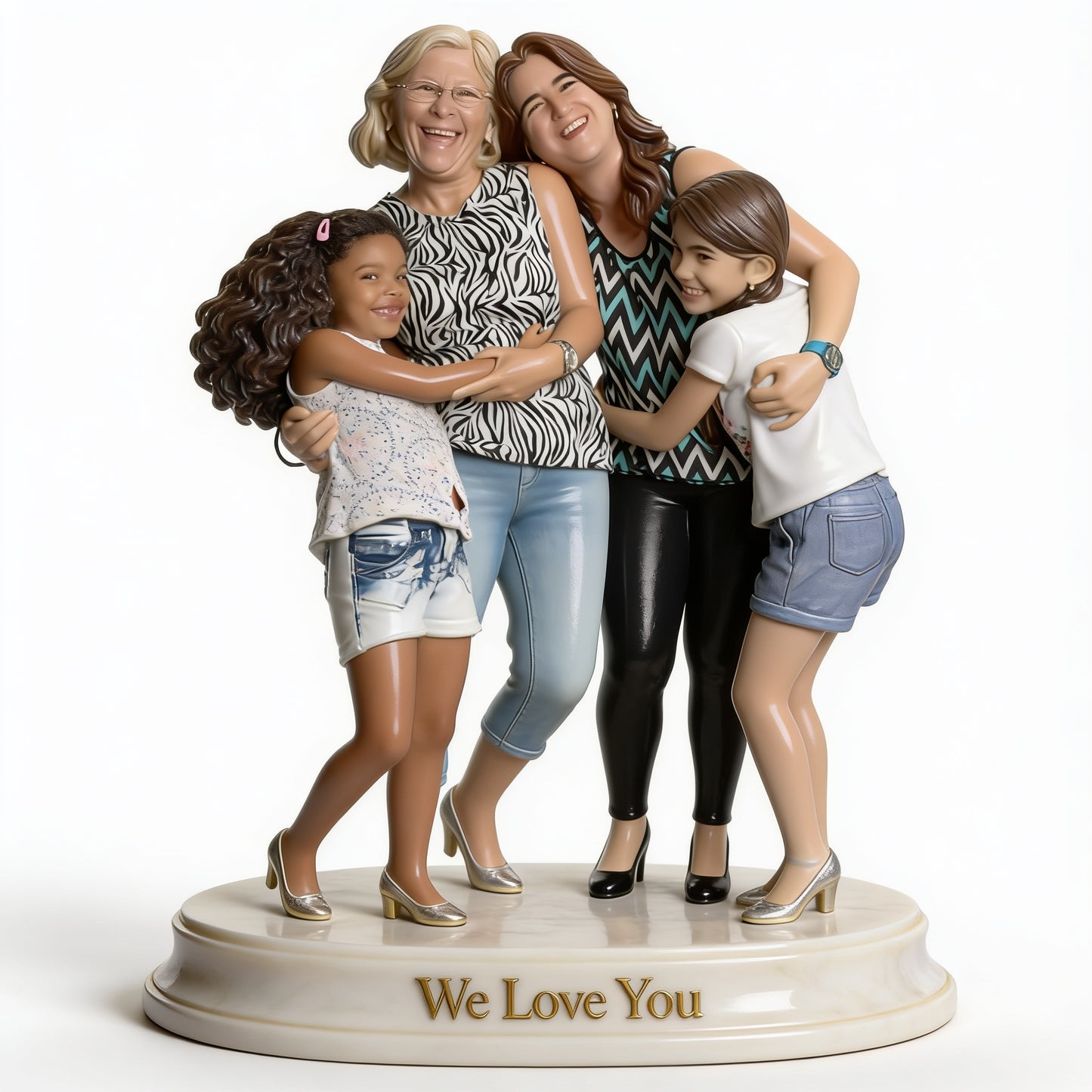 Custom Latin Grandma and Family Desk Sign Personalized Mother and Daughters Portrait Luxury Home Decor Statue Anniversary Gift