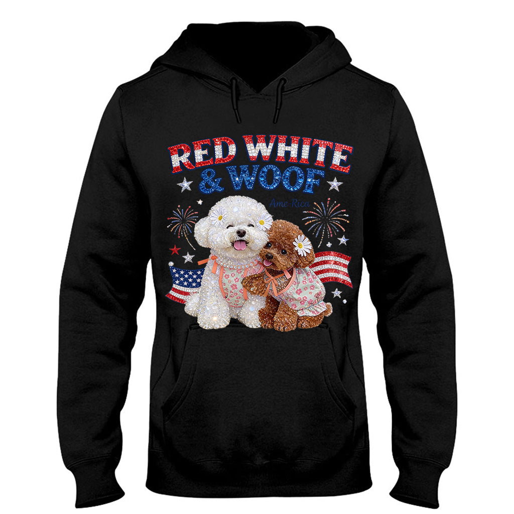Rot Weiß Woof - Personalisierbares Hund T-Shirt und Hoodie