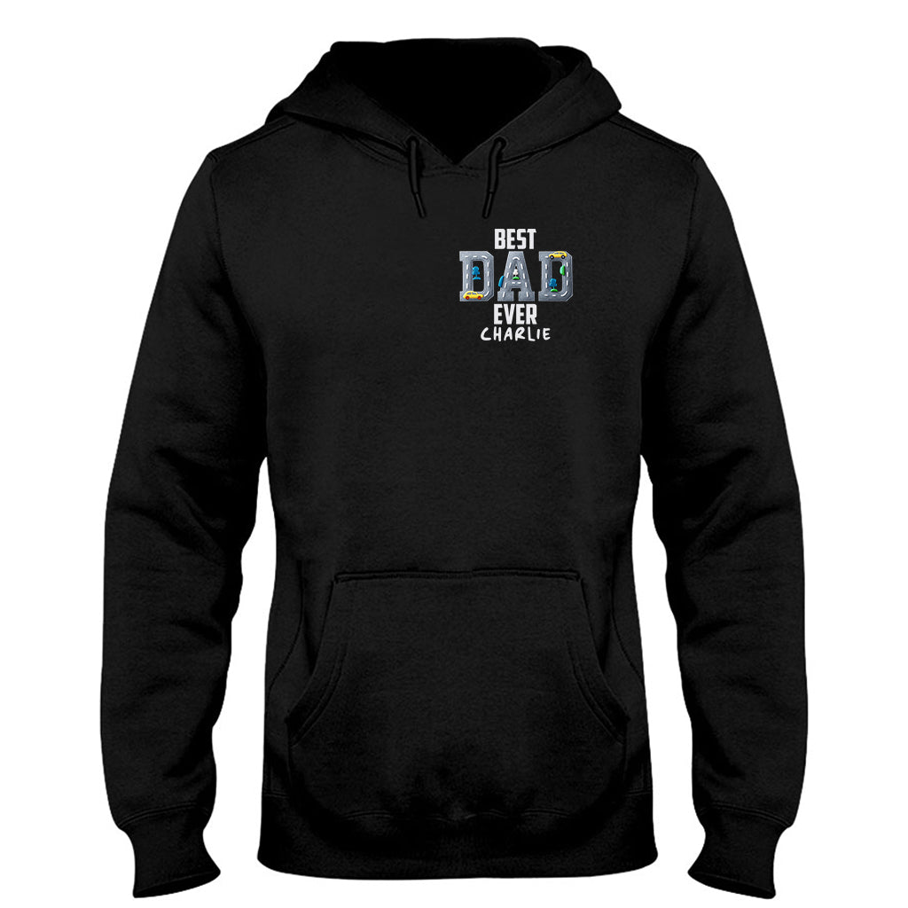 Car Road On Dad's Back - Personalized Father T-shirt And Hoodie