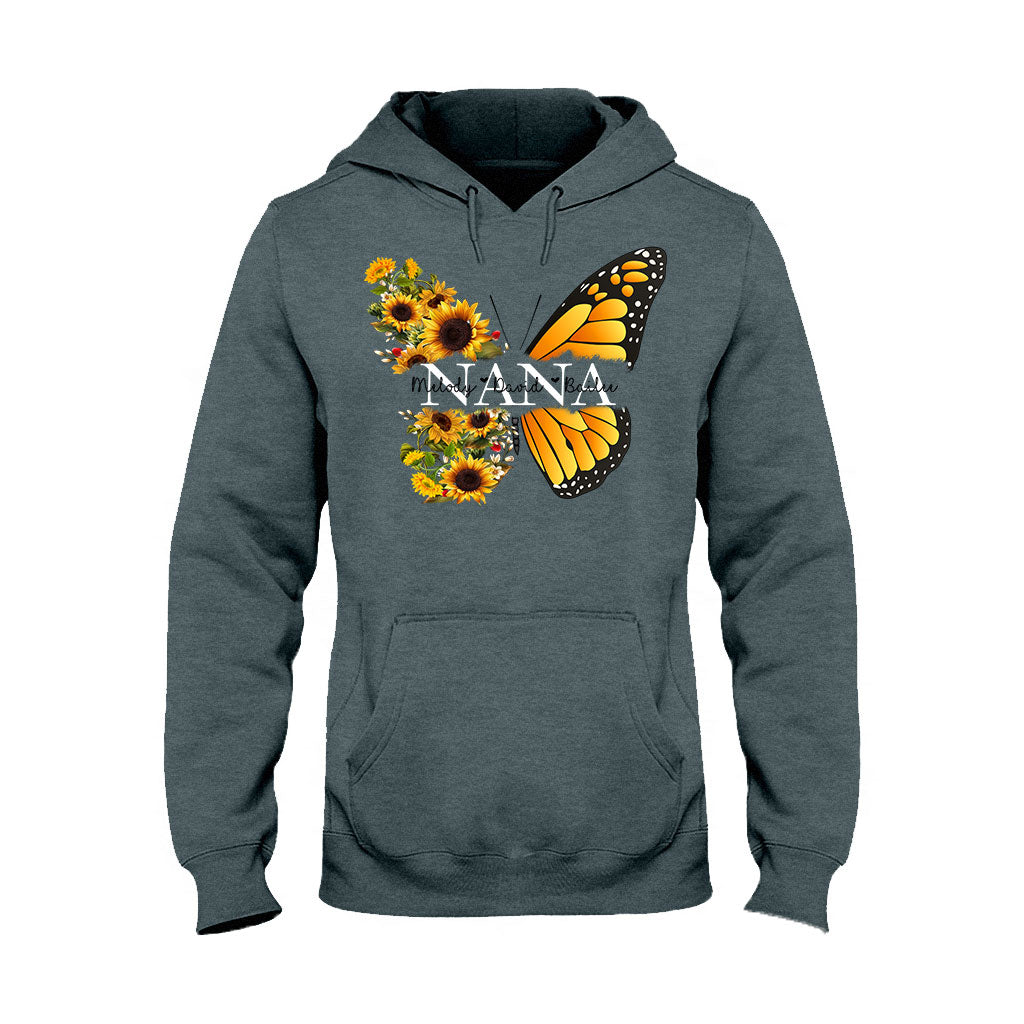 Nana Butterfly Sunflower - Gift for grandma, mom - Personalized T-shirt And Hoodie