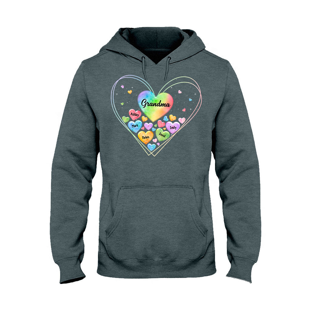 Colorful Heart Of Grandma Mother - Gift for grandma, grandma, mom - Personalized T-shirt And Hoodie