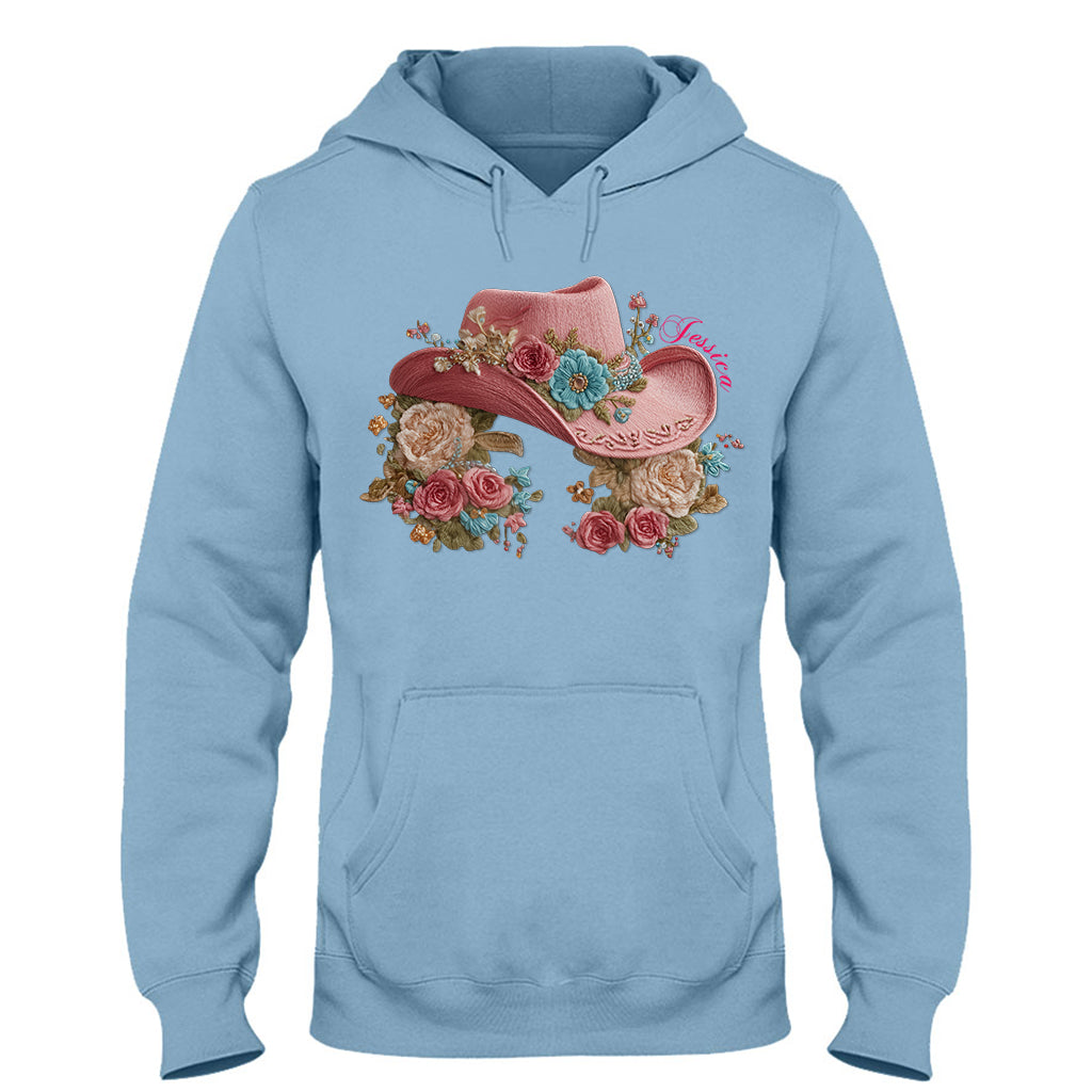Cowgirl Hat And Flowers - Personalized Cowgirl T-shirt And Hoodie