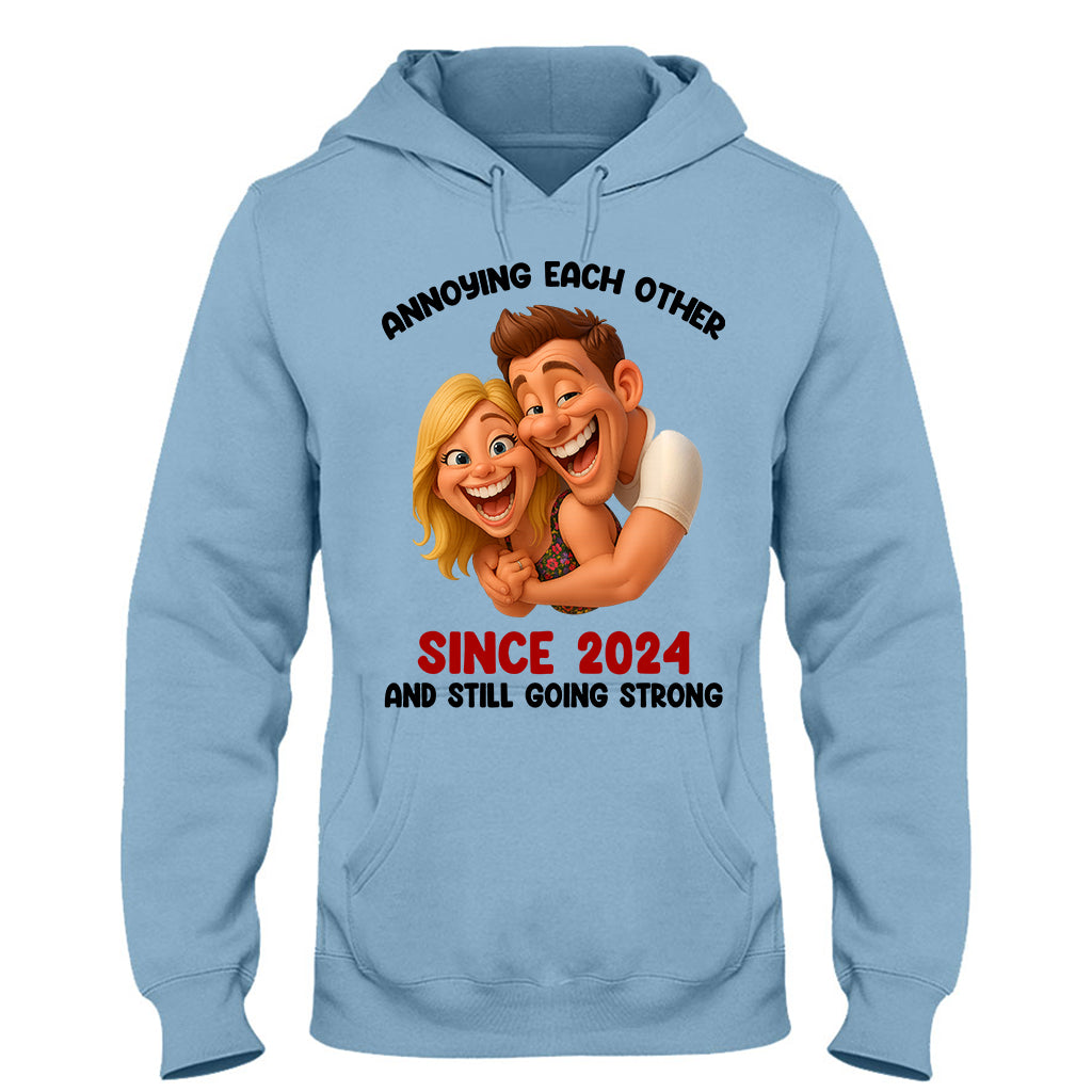 Funny Gift Cartoonish Exaggerated Mascot Style - Personalized Couple T-shirt And Hoodie