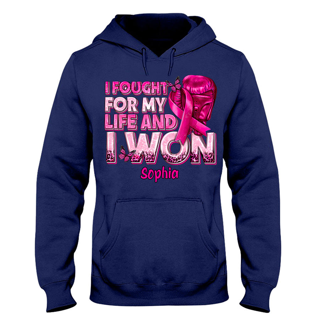 Boxing Gloves Pink Ribbon - Personalized Breast Cancer Awareness T-shirt And Hoodie