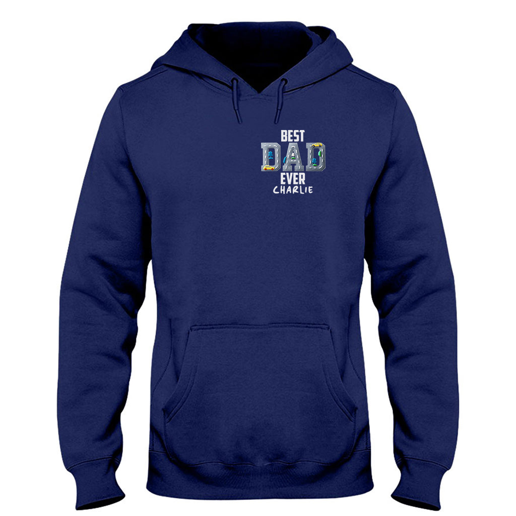 Car Road On Dad's Back - Personalized Father T-shirt And Hoodie