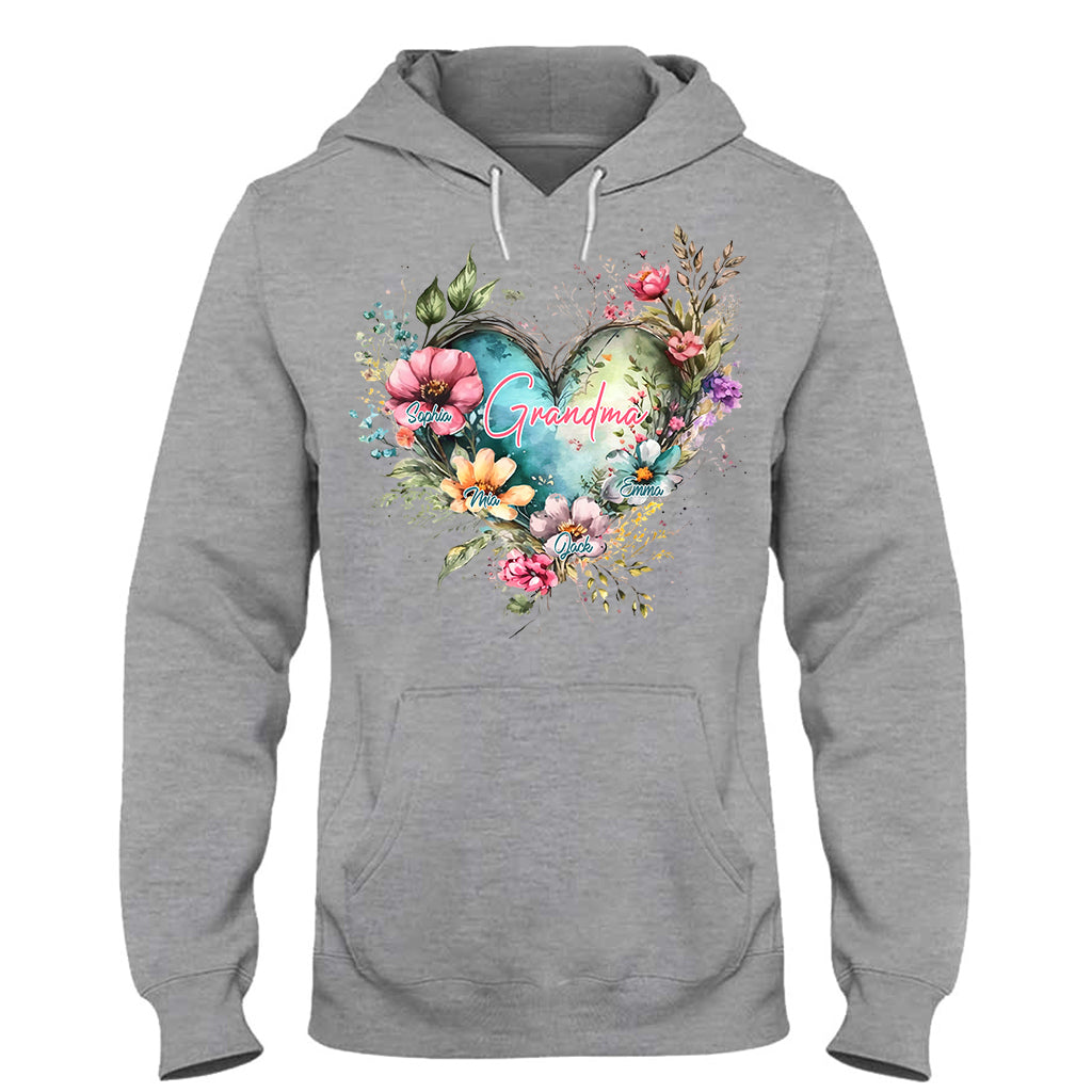 Grandma's Mom's Flowers - Personalized Grandma T-shirt And Hoodie