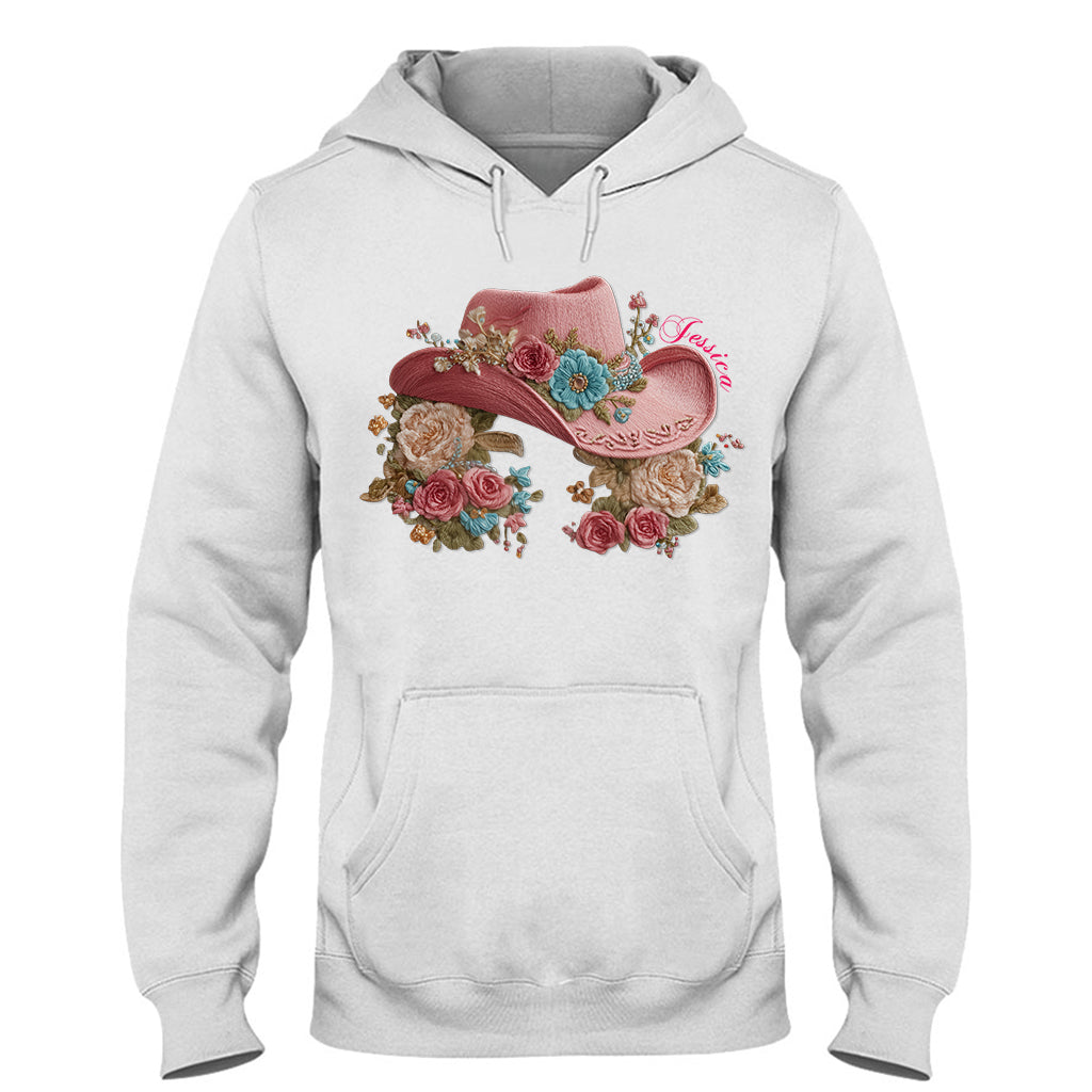 Cowgirl Hat And Flowers - Personalized Cowgirl T-shirt And Hoodie