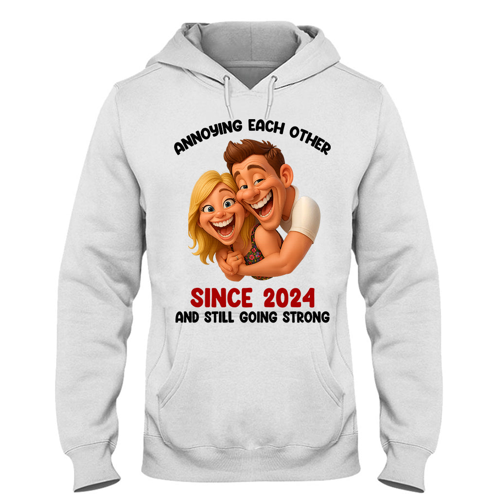 Funny Gift Cartoonish Exaggerated Mascot Style - Personalized Couple T-shirt And Hoodie