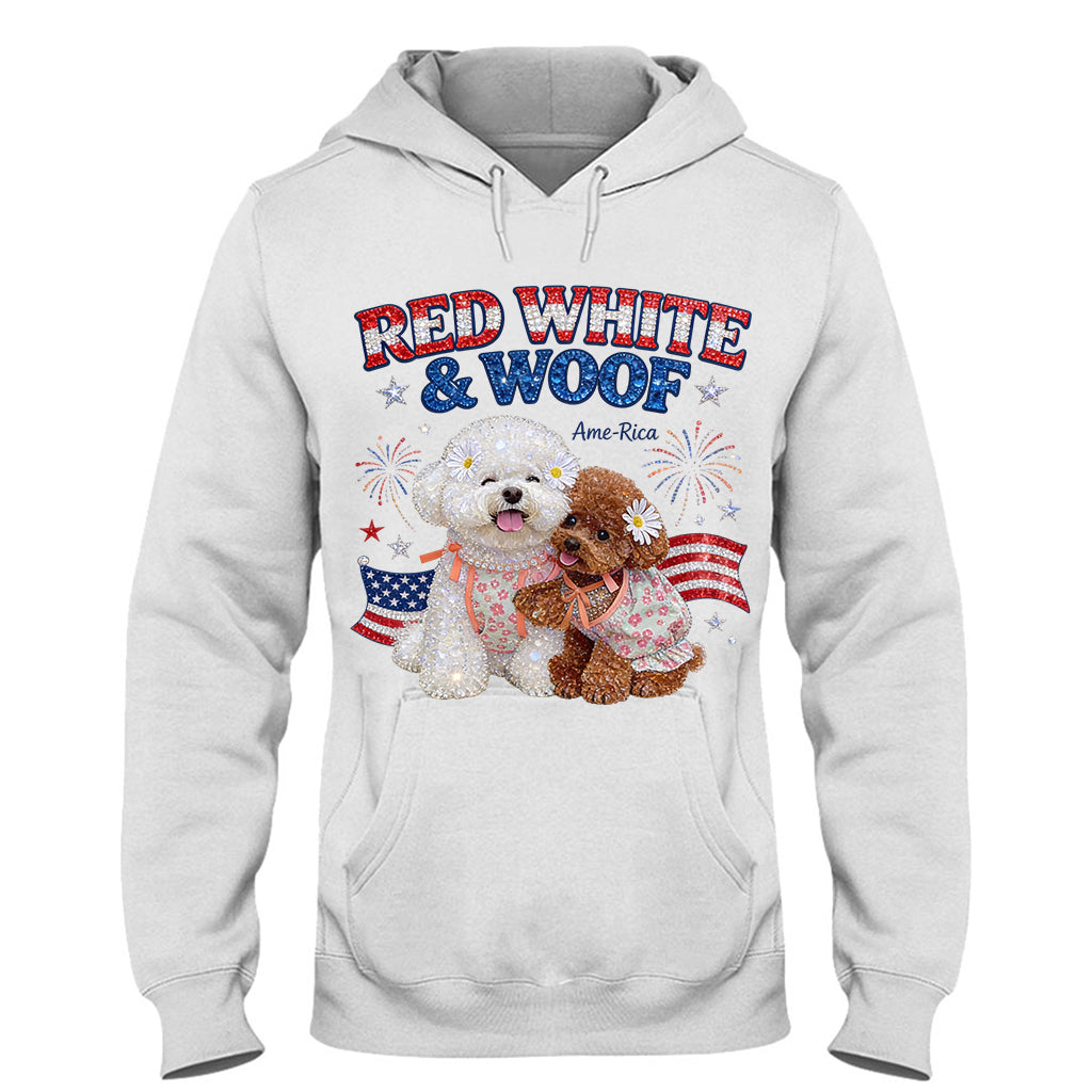 Rot Weiß Woof - Personalisierbares Hund T-Shirt und Hoodie