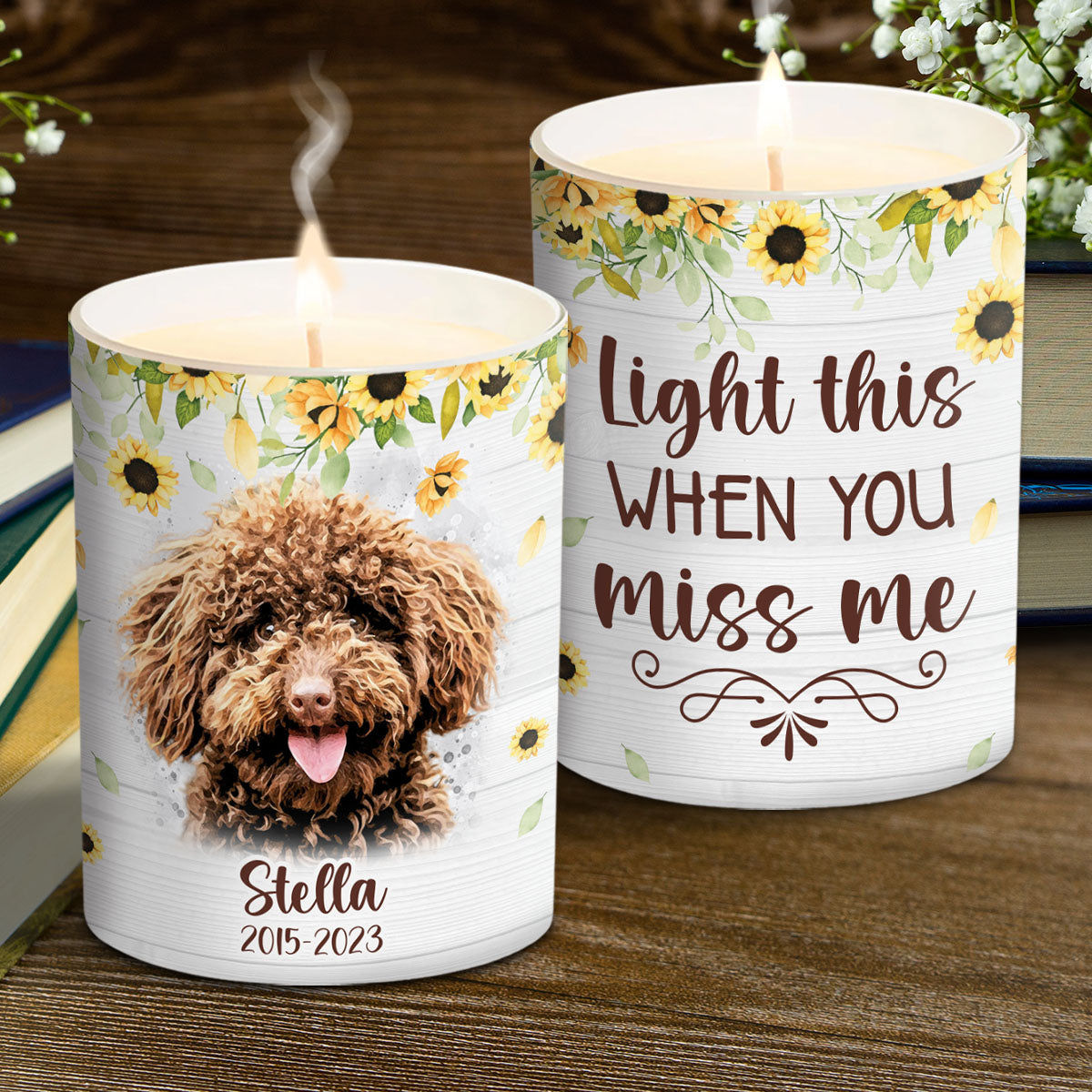 Light This When You Miss Me - Dog gift for who lose dog, who lose cat - Personalized Candle With Wooden Lid
