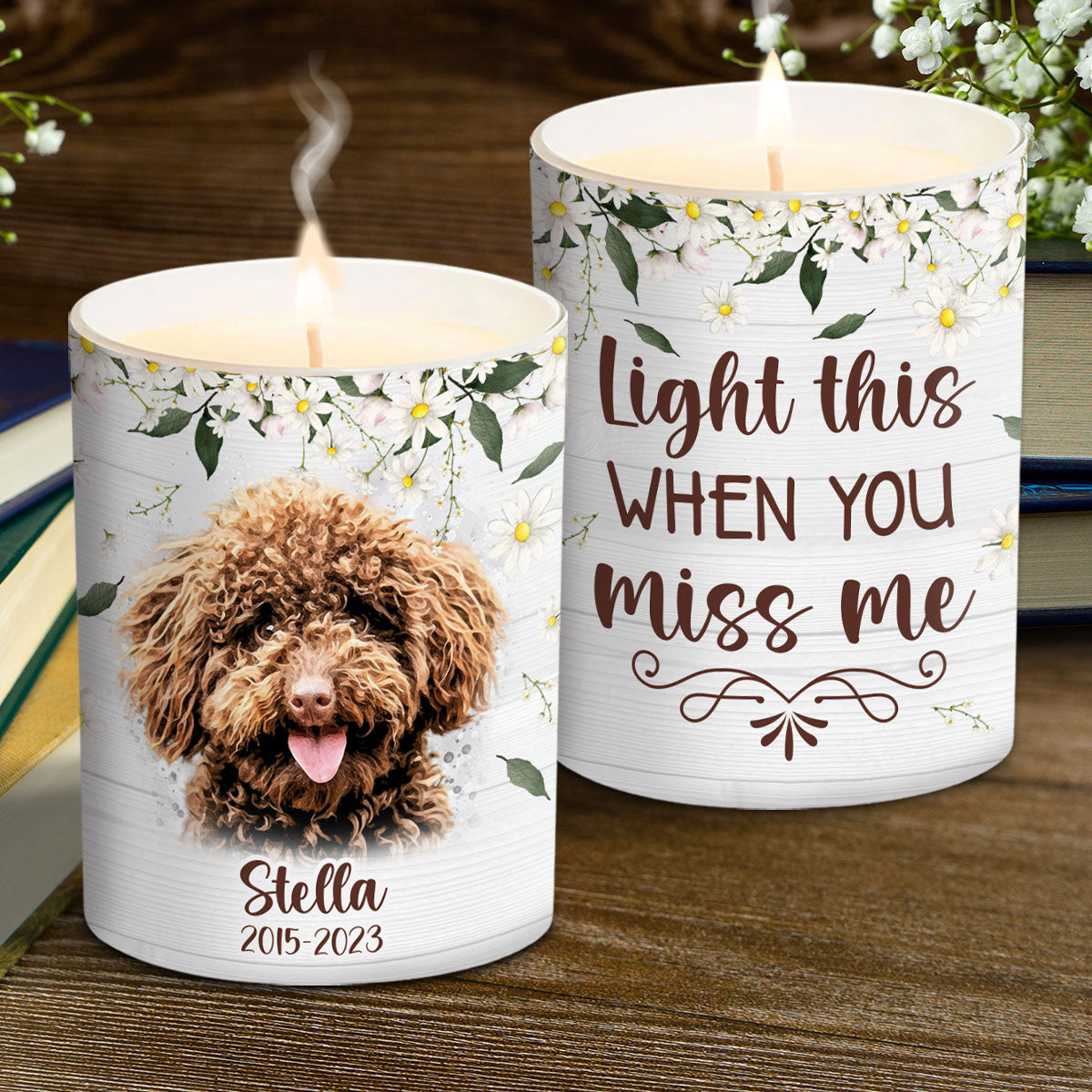 Light This When You Miss Me - Dog gift for who lose dog, who lose cat - Personalized Candle With Wooden Lid