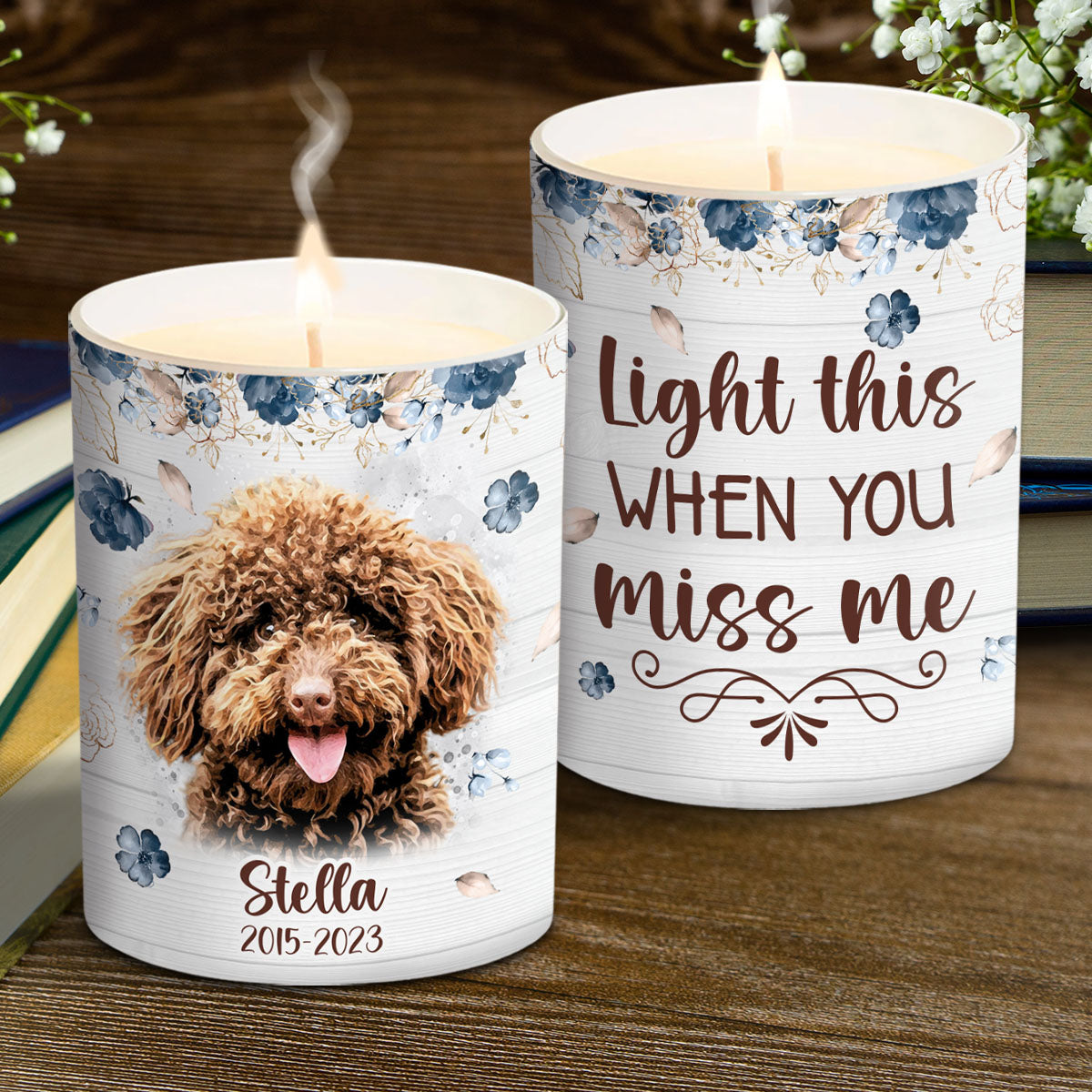 Light This When You Miss Me - Dog gift for who lose dog, who lose cat - Personalized Candle With Wooden Lid