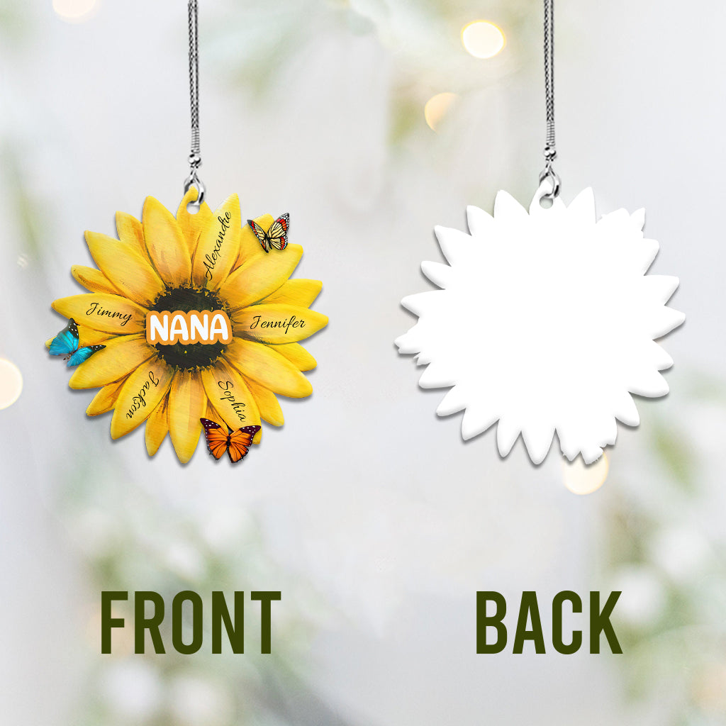 Sunflower WIth Any Title & Any Kid's Name - Personalized Grandma Car Ornament