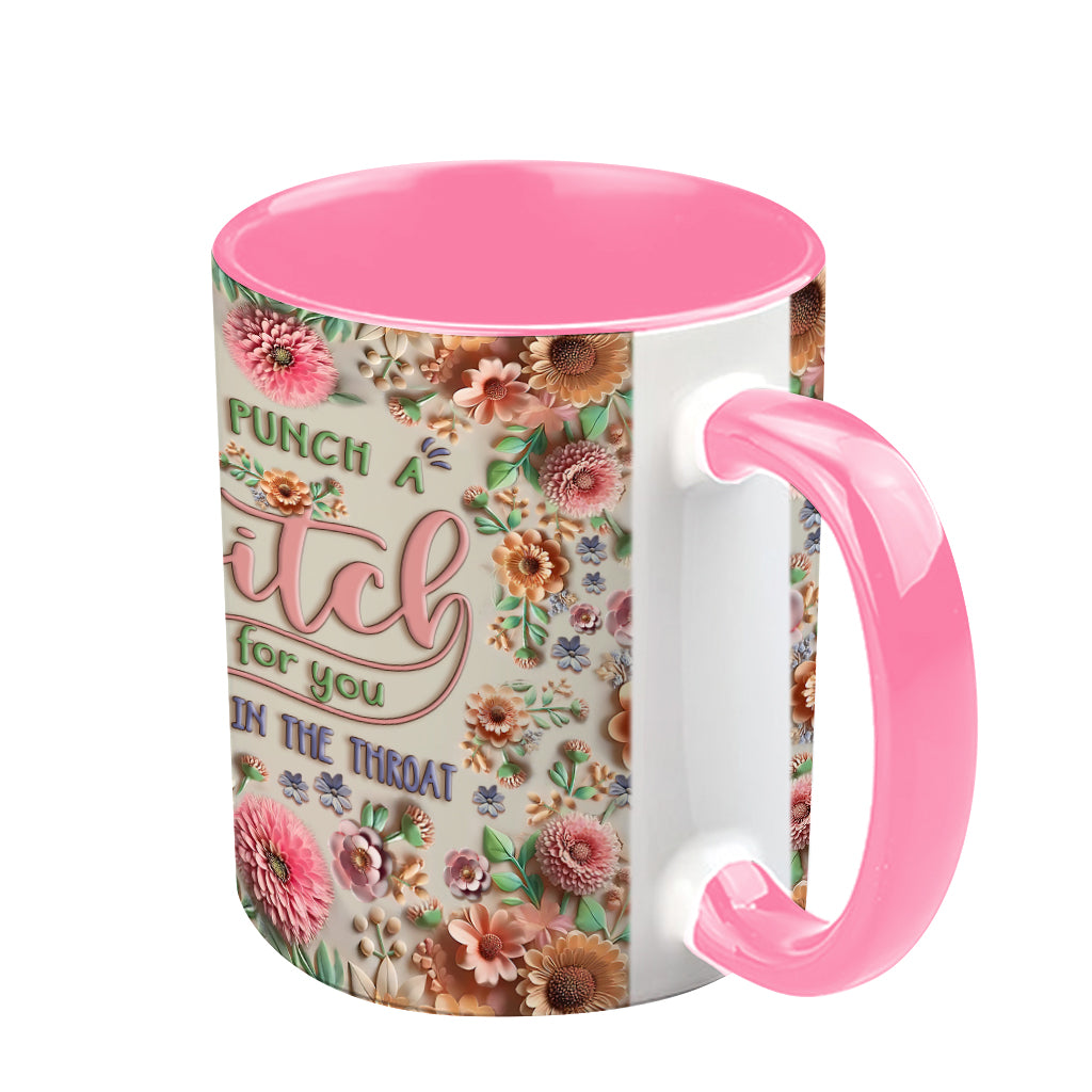 Punch A Bitch For You My Bestie - Personalized Bestie Accent Mug