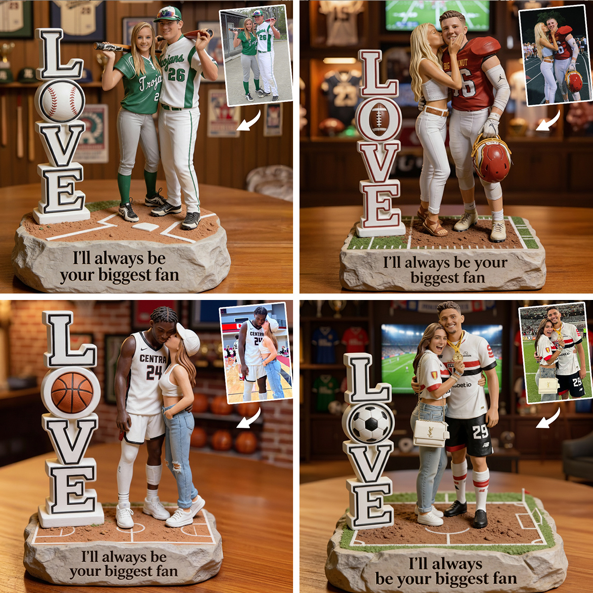 Je serai toujours ton plus grand fan - Plaque acrylique personnalisée en forme de ballon de football