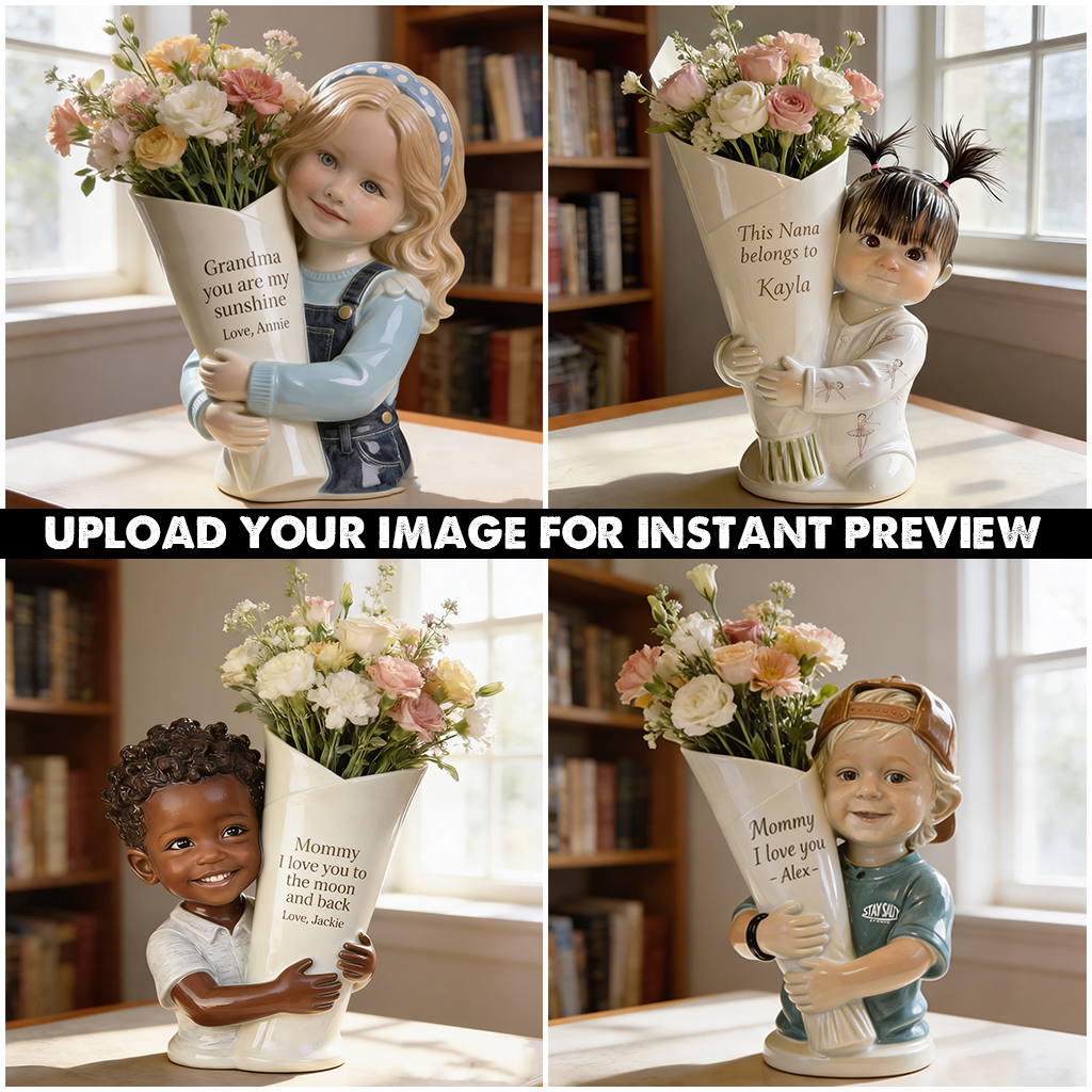 Blumenstrauß Vase - Perfektes Muttertagsgeschenk - Personalisierte Kinder Acrylblumen Vase