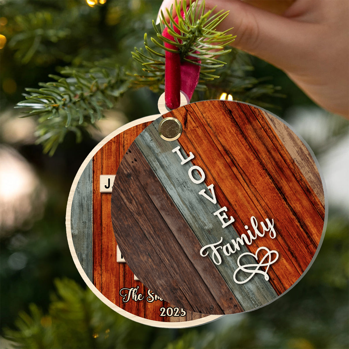 Love Family Crossword Scrabble Puzzle - Personalized Family Flip Ornament