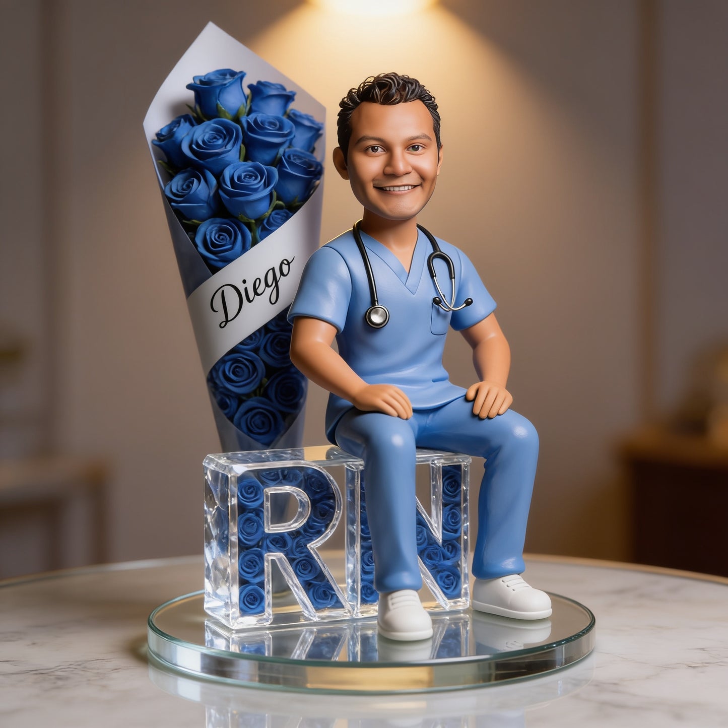 Personalized Latin Male RN Photo Acrylic Plaque Custom Nursing Graduation Retirement Gift Latino Healthcare Hero Desk Decor