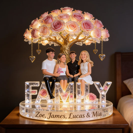 Personalisierte Familien-Acryl-LED-Nachtlampe – Geschenk für Eltern und Geschwister