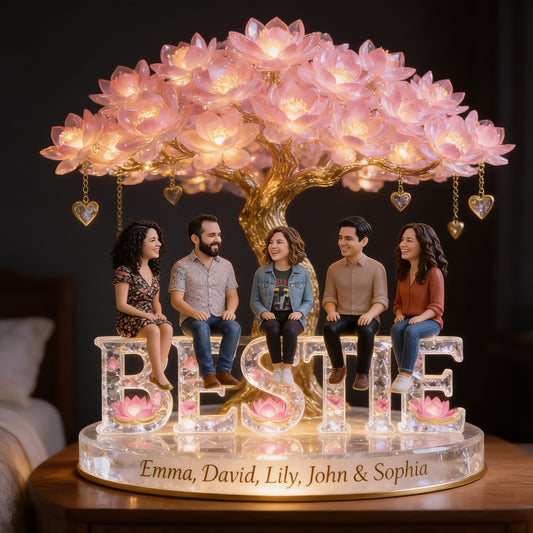 Custom Latino Besties Night Light with LED Tree, Personalized Best Friends Keepsake Lamp, Home Decor Gift