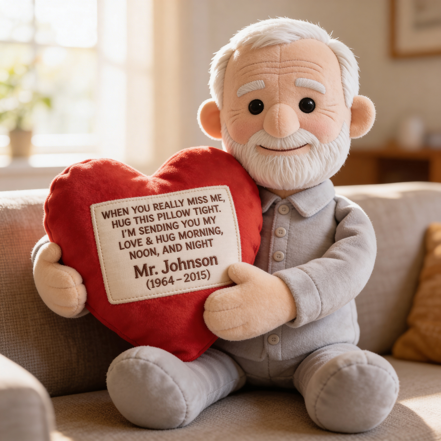 Cadeau commémoratif pour les êtres chers disparus - Coussin commémoratif personnalisé en fausse fourrure