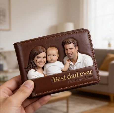 Personalisierte Foto - Individuelle Leder Geldbörse für Väter