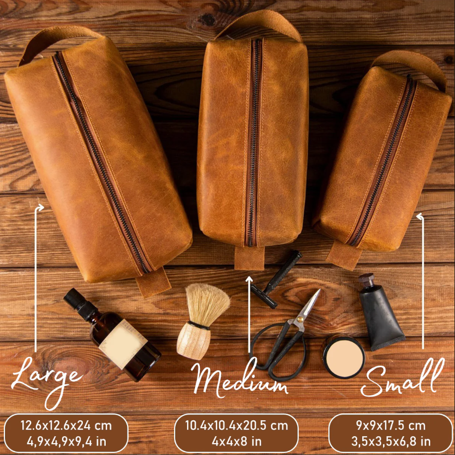 World's Best Dad - Personalized Father Leather Toiletry Bag