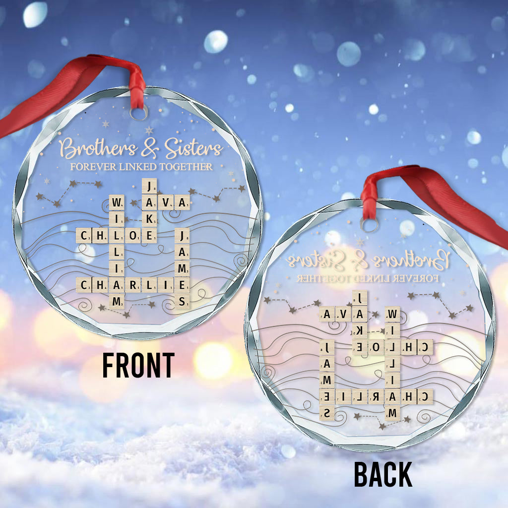 Forever Linked - Personalized Sibling Round Shaped Glass Ornament