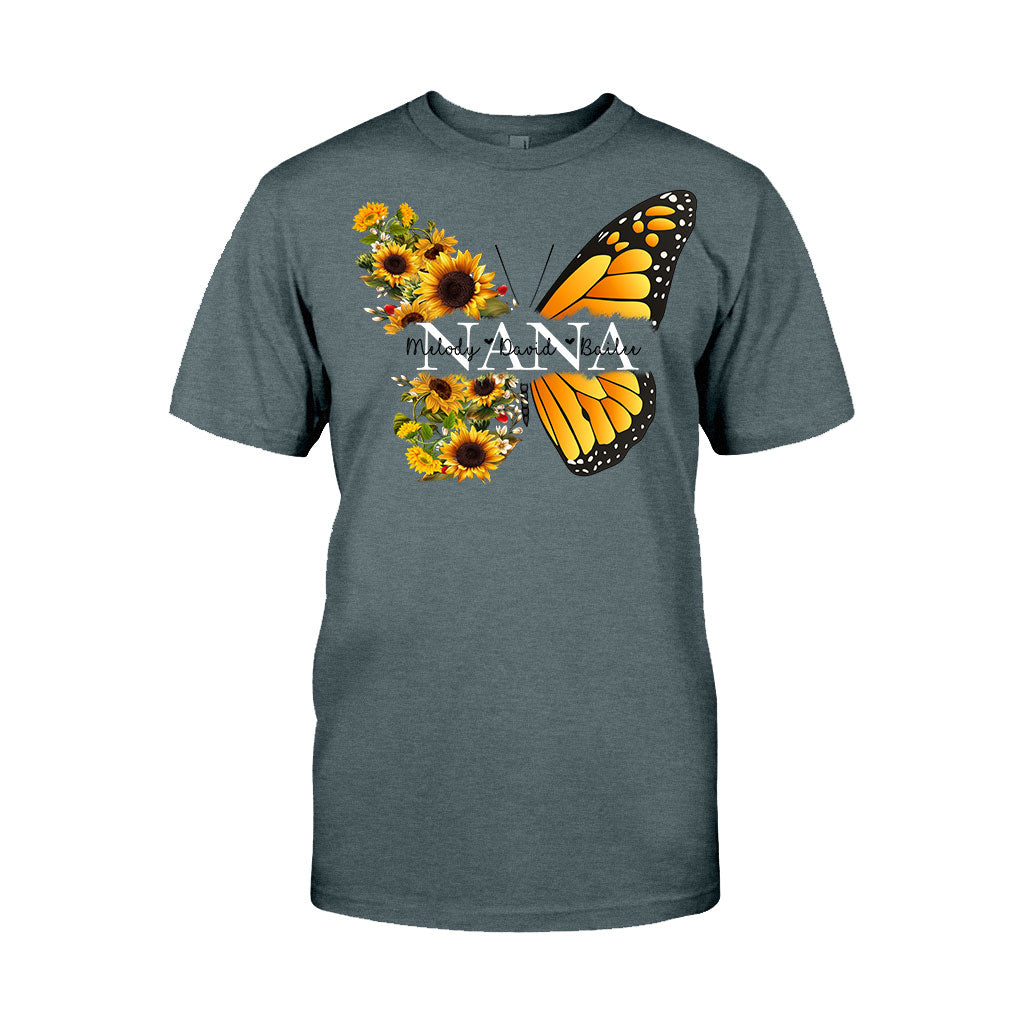 Nana Butterfly Sunflower - Gift for grandma, mom - Personalized T-shirt And Hoodie