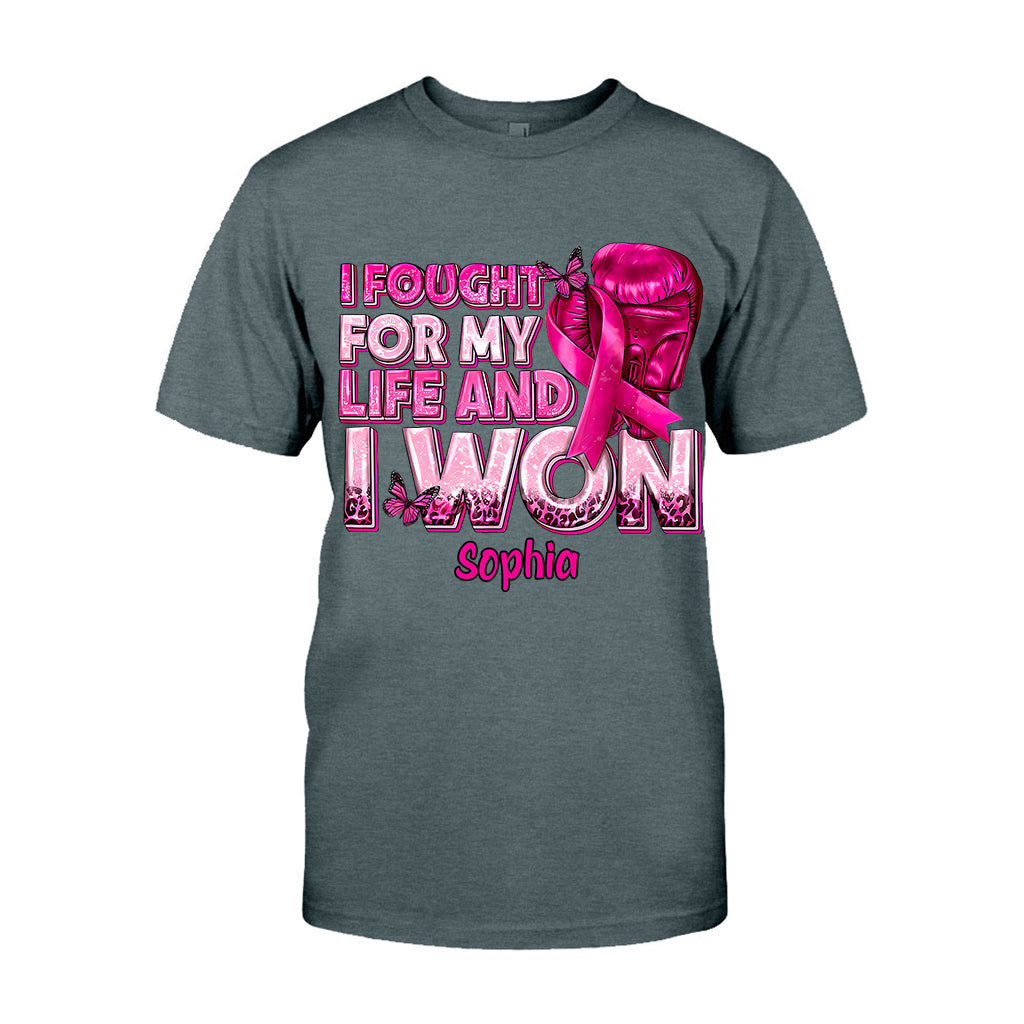 Boxing Gloves Pink Ribbon - Personalized Breast Cancer Awareness T-shirt And Hoodie