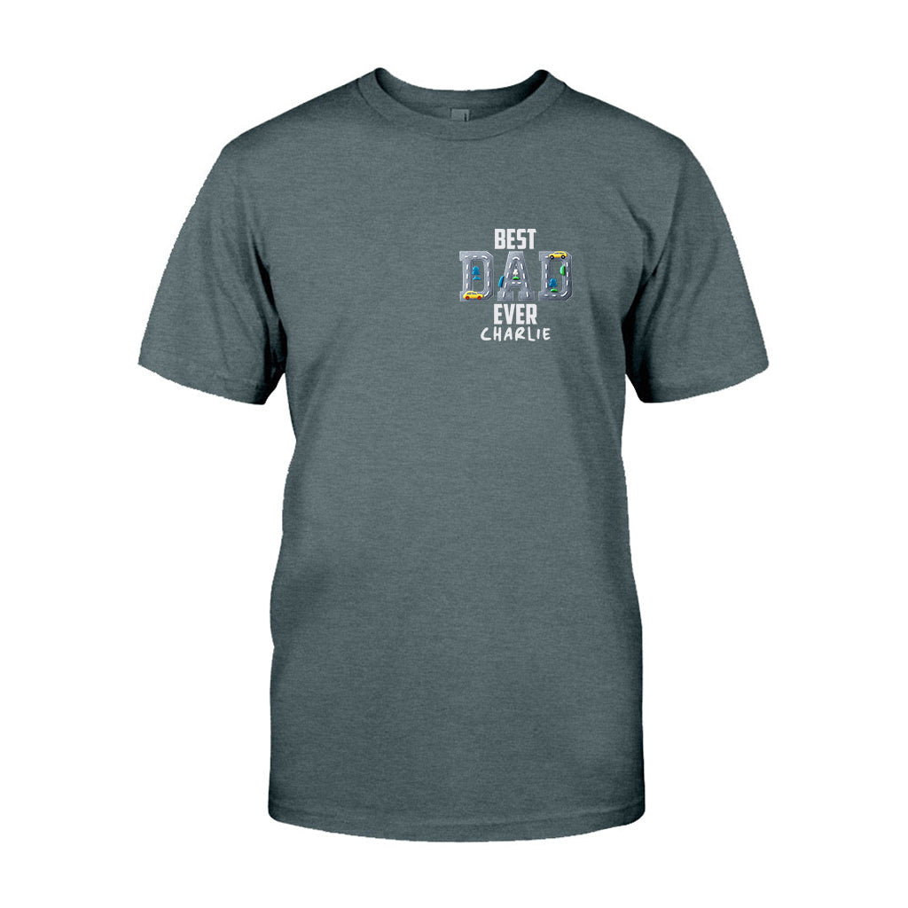 Car Road On Dad's Back - Personalized Father T-shirt And Hoodie