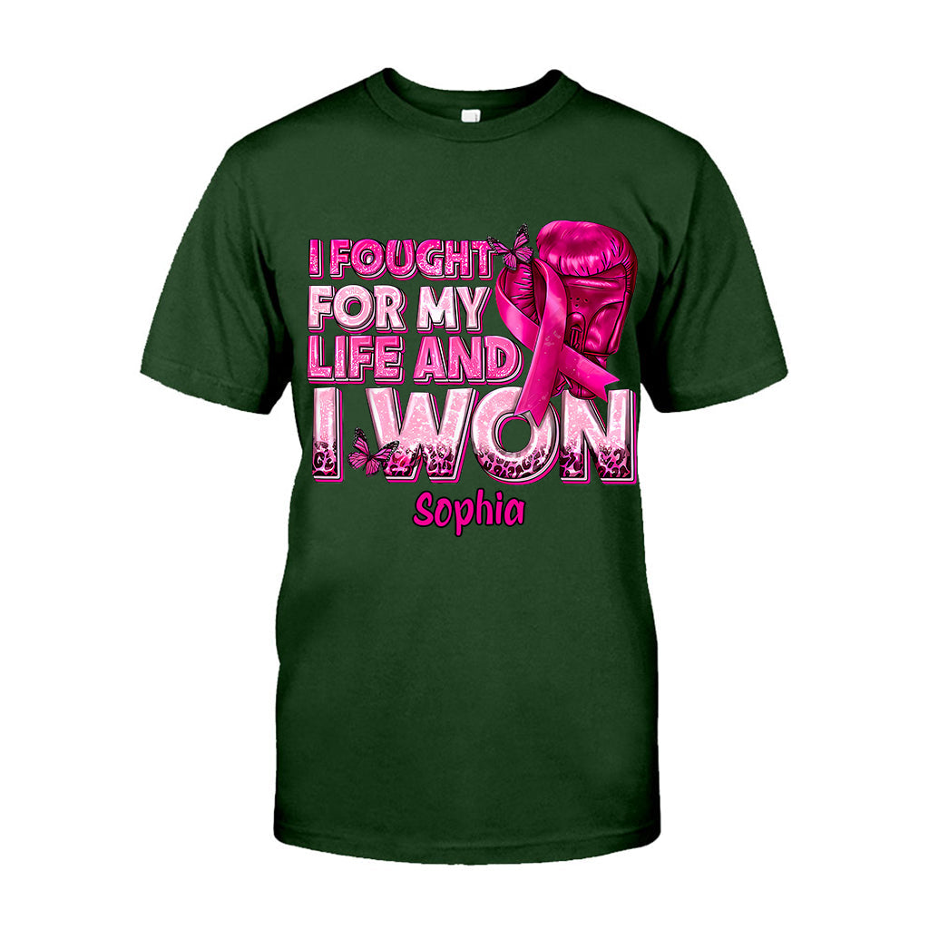 Boxing Gloves Pink Ribbon - Personalized Breast Cancer Awareness T-shirt And Hoodie