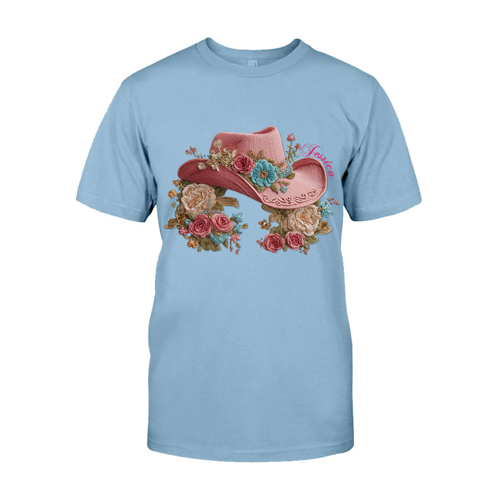 Cowgirl Hat And Flowers - Personalized Cowgirl T-shirt And Hoodie