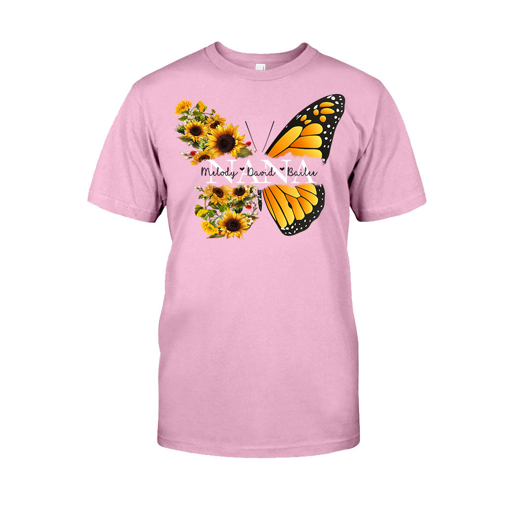 Nana Butterfly Sunflower - Gift for grandma, mom - Personalized T-shirt And Hoodie