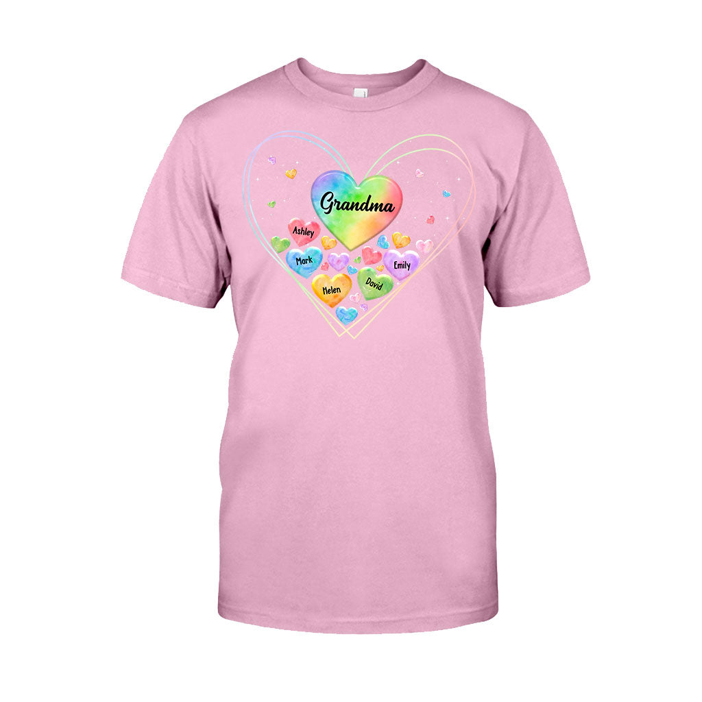 Colorful Heart Of Grandma Mother - Gift for grandma, grandma, mom - Personalized T-shirt And Hoodie