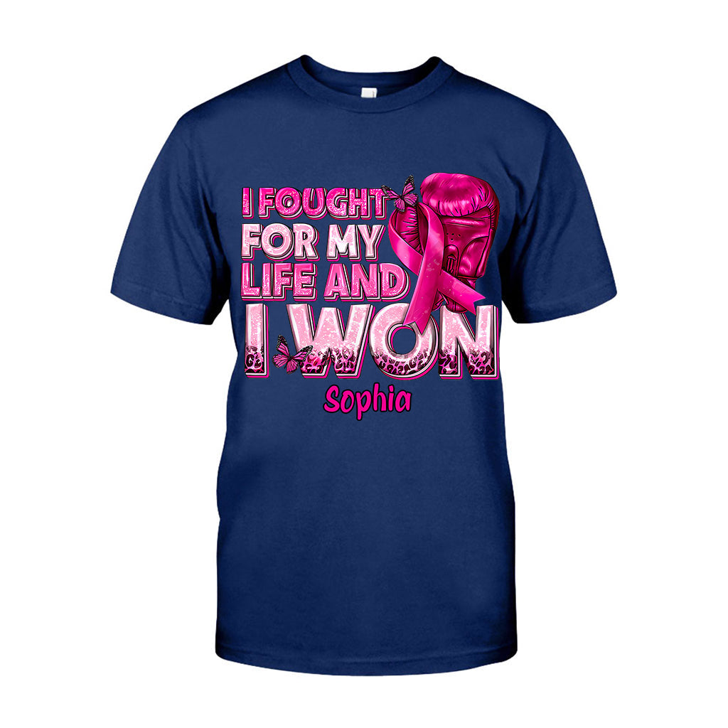 Boxing Gloves Pink Ribbon - Personalized Breast Cancer Awareness T-shirt And Hoodie